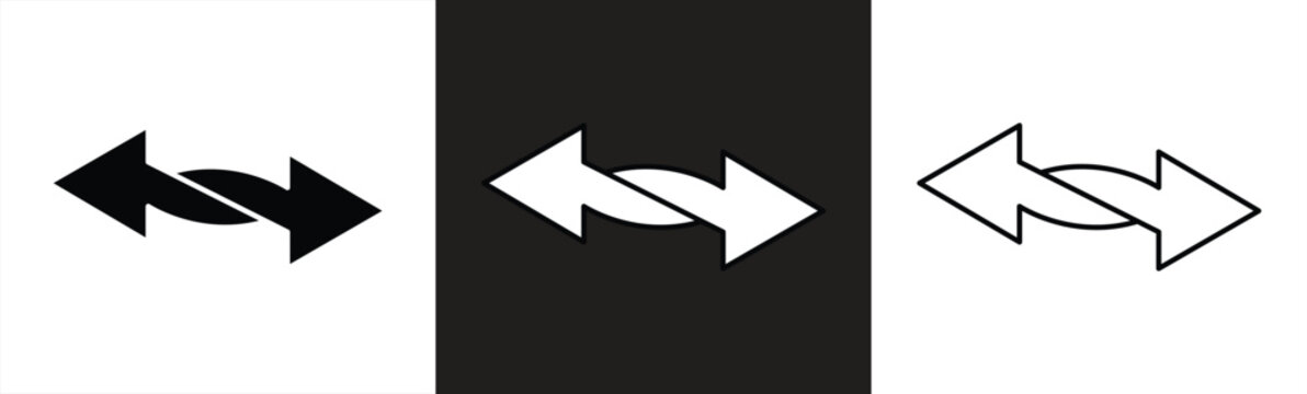 set of twisted arrows vector icons. Merger or unite arrows. Two arrow together. Vector 10 Eps.