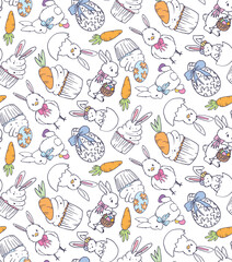 Naklejka premium Happy Easter! Cute hand drawn doodle lettering quote about egg hunt. Lettering for t-shirt design, mug print, bag print, clothes fashion. 100% hand drawn vector image.