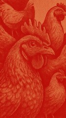 Naklejka premium Detailed red chicken mobile wallpaper