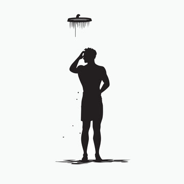 silhouette of a man taking a shower