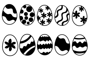Fototapeta premium Set of Decorative Easter Eggs Silhouette Collection