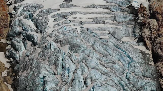 Cayambe, Ecuador: A close-up view of a glacier in the Cayambe volcano, captured during the day