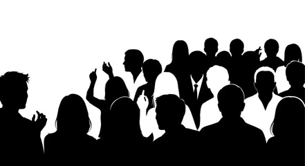 Naklejka premium Silhouetted Crowd of People Standing Together.