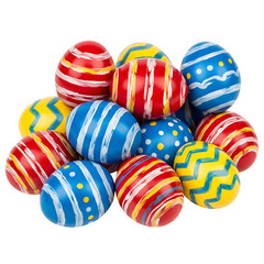 Colorful easter eggs isolated on transparent background