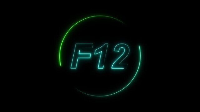 Cyan neon letter symbol with green arc animation on black background. Cyan neon letter futuristic technology concept. Cyan neon letter glowing digital logo style symbol visual.