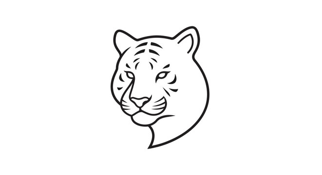 Black line drawing of tiger head.