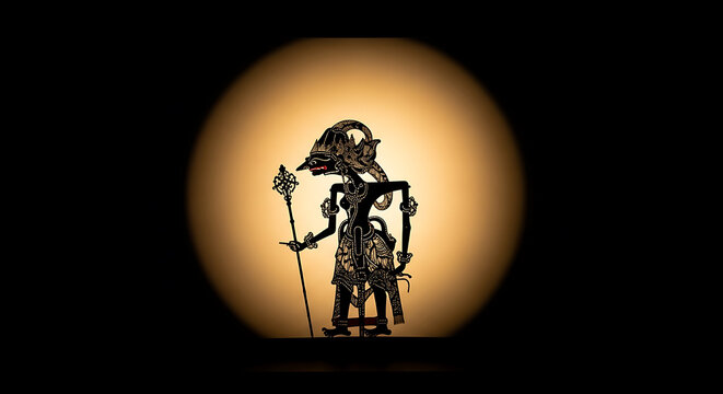 Elaborate Handcrafted Leather Shadow Puppet on Blencong Light