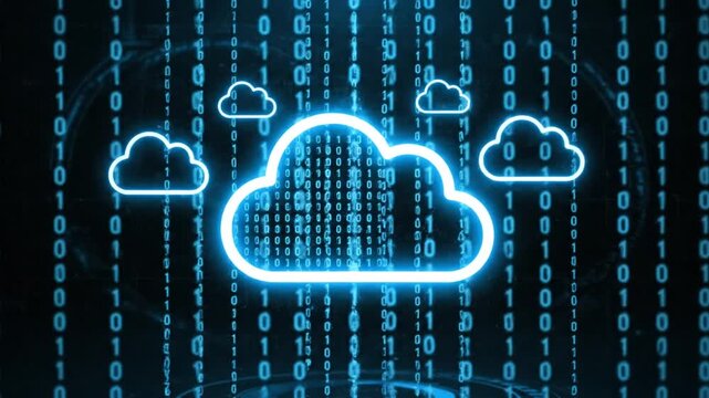 Abstract Digital Cloud Computing: Futuristic Technology and Data Transfer Visualization