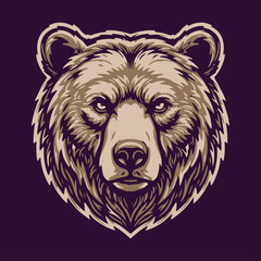 Fototapeta premium Grizzly bear head vector illustration for wild animal mascot logo designs and fierce nature predator icon pack bundle art projects