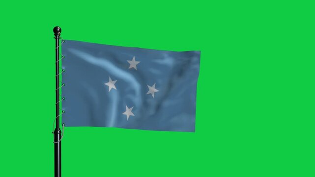 Micronesia Flag Waving Loop Animation Green Screen 4K