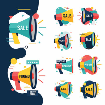 Megaphone Sale Promo Icons
