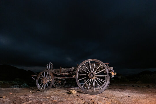 Old Wooden Wagon at Night