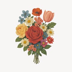 Naklejka premium Vibrant floral bouquet illustration