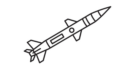 Simple Black and White Missile Illustration.
