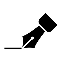 万年筆ペン先シルエットアイコン 線を書くニブのシンプル筆記デザイン 文房具やライティングを表すベクター素材 / Fountain pen nib silhouette writing line icon simple stationery vector © 如月愛歌/Aika Kisaragi