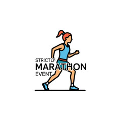 Obraz premium Strictly Marathon Event Logo Design with Running Woman vector illustration