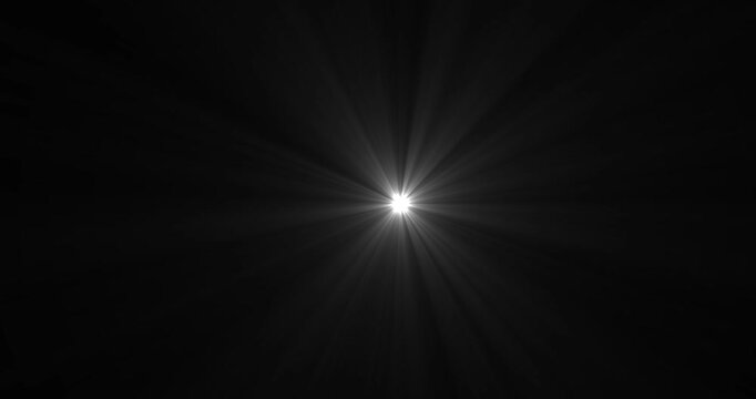 Abstract light rays burst animation. Shine or sun effect on a black screen. A mesmerizing display of light rays emanating from a central point evoking a sense of wonder and celestial beauty
