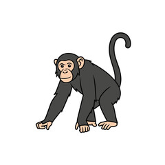 Obraz premium Cartoon Chimpanzee Standing vector illustration