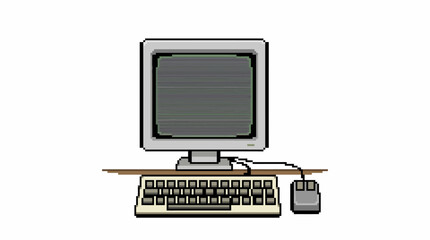 Fototapeta premium Vintage Computer Monitor Keyboard and Mouse Set.