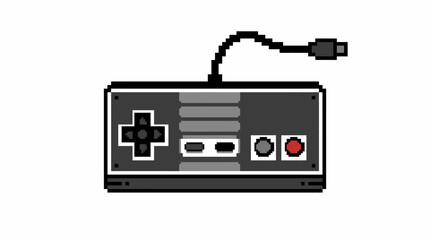 Retro Pixel Art Video Game Controller Icon.