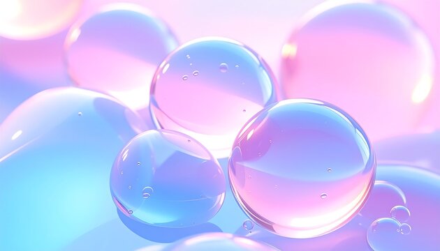 Translucent spheres and bulges in pastel colors, showing subtle surface reflections and refractions of light