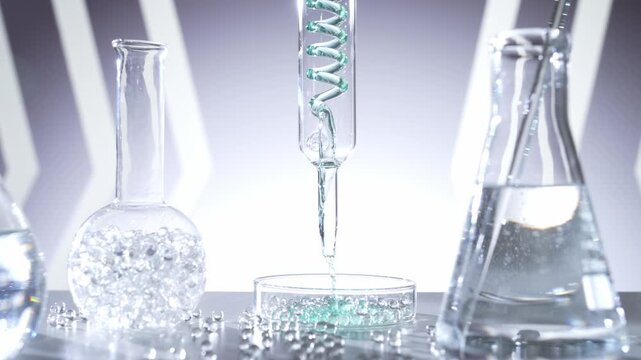 Chemical Laboratory Reaction with Glassware and Dropper