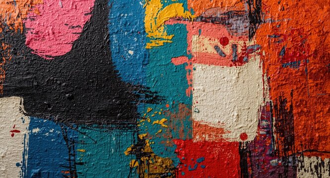 colorful abstract art piece with bold gestures and texture