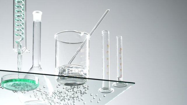 Laboratory Glassware and Chemical Analysis Equipment Setup