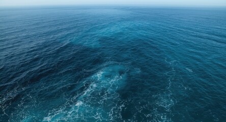 Fototapeta premium Aerial watercolor rendering of wide sea with detailed wave movements and horizon