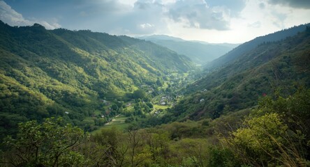 Obraz premium Breath taking wide shot of a flourishing valley environment