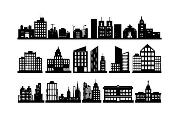 Obraz premium Collection of City Skylines and Buildings Silhouettes.