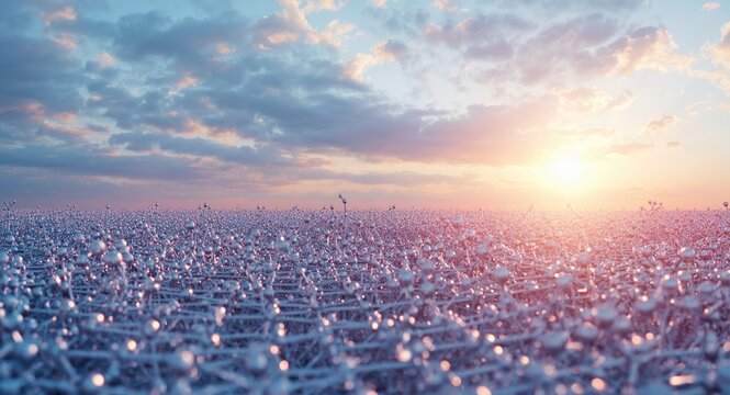Daylight illuminated titanium dioxide nanostructures set against serene sky and clouds