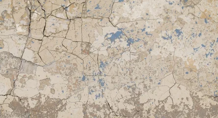 Plexiglas schilderij Verweerde muur Aged cement wall texture with cracked paint and visible patchwork showing wear and repair history  © The 2R Artificiality