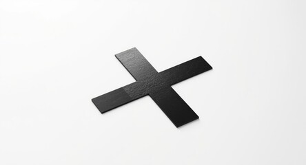 Obraz premium Black cross shape on a minimalist white background surface