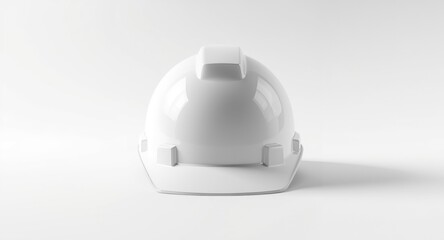 Obraz premium Close up of a white plastic safety helmet with shadow effects on a plain white background