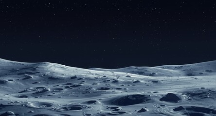 Fototapeta premium Cartoonish 3D view of moon ground blending into vast space scene