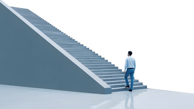 business man climbing stairs