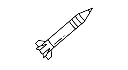 Simple Black and White Rocket Illustration.