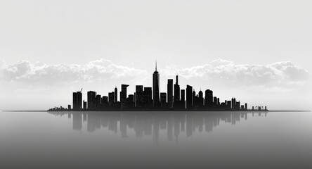 Obraz premium AI conceptual image showing a metropolitan skyline in monochrome