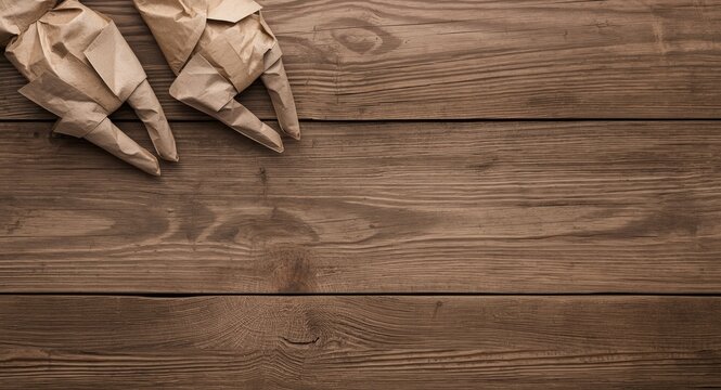 Cardboard waste recycling supporting green packaging solutions on wooden background