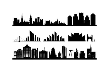Fototapeta premium City skylines and buildings silhouettes collection.