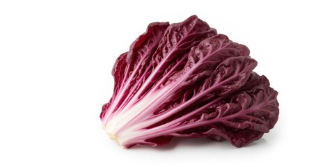Obraz premium Crisp red radicchio vegetable set against a white background with visible copy space