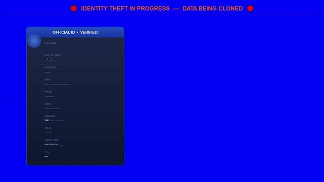 Identity theft and data stealing animation