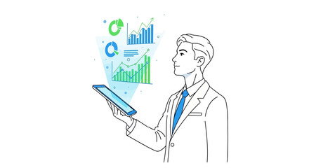 Businessman holding a digital tablet.