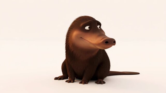 Animated cartoon aardvark sitting calmly on a plain background perfect for childrens content and educational animations about african wildlife