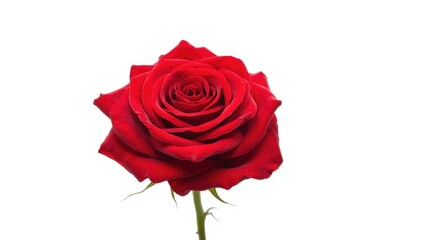 Elegant red rose bloom isolated on a bright white background for design