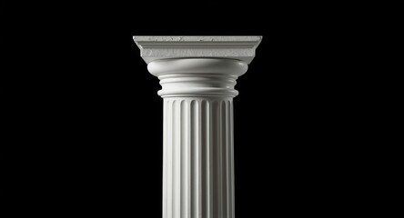 Obraz premium Clear and detailed image of a white pillar isolated on a deep dark background
