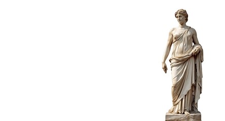 Fototapeta premium Classic ancient marble statue of a toga clad female with clear copy space for overlays