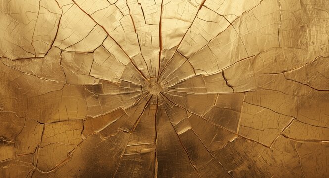 decorative gold surface with prominent crack lines and texture