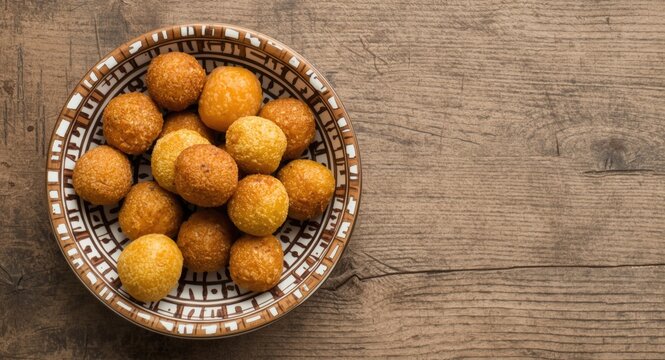 Decorative bowl with a collection of corn balls